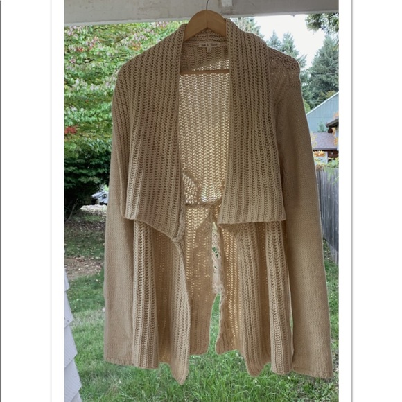 Hem & Thread Sweaters - Beautiful large knit cardigan with lace detail